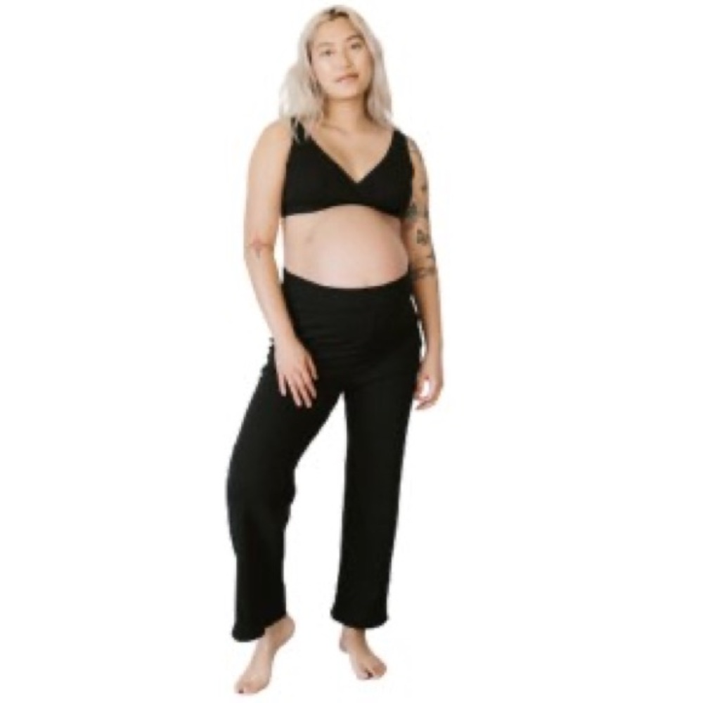 Storq Cozy Rib Day to Night Pant black ribbed size 2 small maternity postpartum